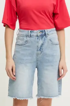 Answear Lab pantaloni scurti jeans femei, neted, high waist imagine