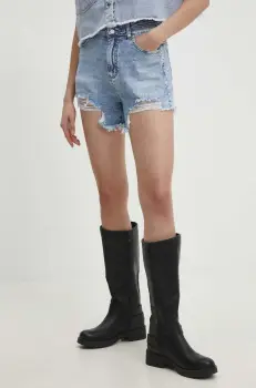 Answear Lab pantaloni scurti jeans femei, neted, high waist imagine