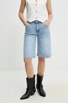 Answear Lab pantaloni scurti jeans femei, neted, high waist imagine