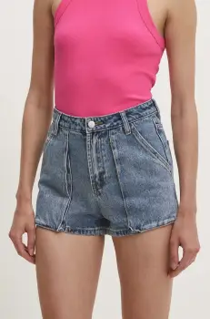 Answear Lab pantaloni scurti jeans femei, neted, high waist imagine