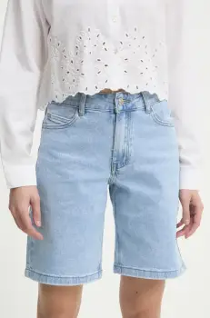 Answear Lab pantaloni scurti jeans femei, neted, high waist imagine