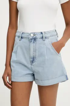 Answear Lab pantaloni scurti jeans femei, neted, high waist imagine