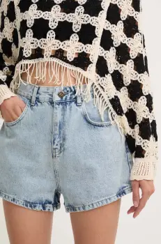 Answear Lab pantaloni scurti jeans femei, neted, high waist imagine