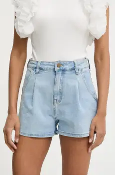 Answear Lab pantaloni scurti jeans neted, high waist imagine