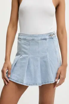 Answear Lab pantaloni scurti jeans neted, high waist imagine