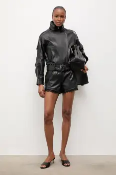 Answear.LAB pantaloni scurti pentru femei, din piele EIRA Unscripted Collection imagine