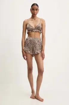 Answear Lab pijama femei, culoarea maro, satin imagine