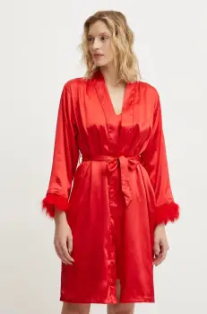 Answear Lab pijama femei, culoarea rosu, satin imagine