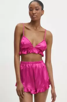 Answear Lab pijama femei, culoarea roz, satin imagine