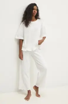 Answear Lab pijamale de bumbac culoarea bej, bumbac imagine