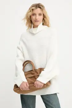 Answear.LAB pulover de casmir culoarea bej, cu guler imagine