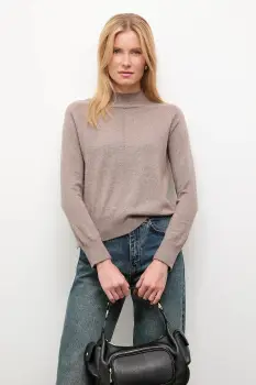 Answear.LAB pulover de casmir culoarea bej, light, cu guler imagine