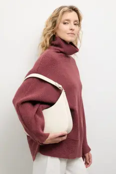 Answear.LAB pulover de casmir culoarea bordo, cu guler imagine