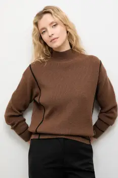 Answear.LAB pulover de casmir culoarea maro, cu turtleneck imagine