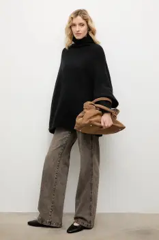 Answear.LAB pulover de casmir culoarea negru, cu guler imagine