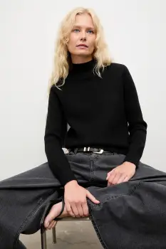 Answear.LAB pulover de casmir culoarea negru, cu turtleneck imagine