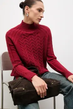 Answear.LAB pulover de casmir culoarea rosu, cu turtleneck imagine