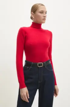 Answear Lab pulover de casmir culoarea rosu, light, cu guler imagine