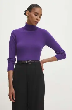 Answear Lab pulover de casmir culoarea violet, light, cu guler imagine