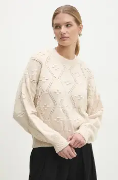 Answear Lab pulover de lana culoarea bej imagine