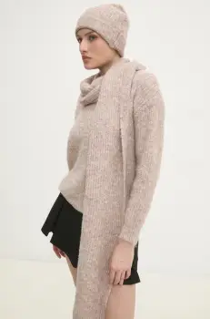 Answear Lab pulover de lana culoarea bej imagine