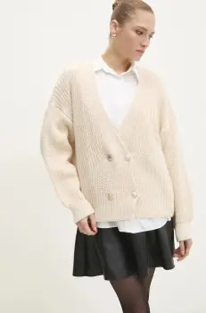 Answear Lab pulover de lana culoarea bej, calduros imagine