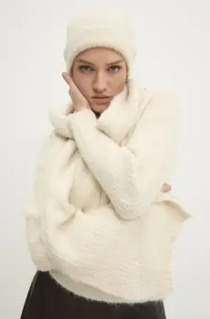 Answear Lab pulover de lana culoarea bej imagine