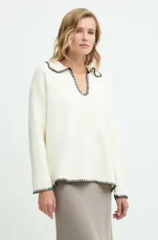 Answear Lab pulover de lana culoarea bej imagine