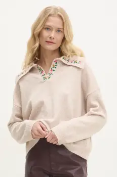 Answear Lab pulover de lana culoarea bej, light imagine