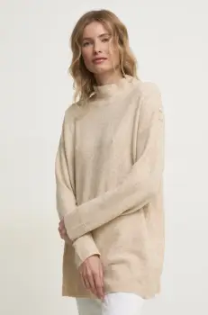 Answear Lab pulover de lana culoarea bej, light, cu guler imagine