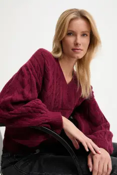 Answear.LAB pulover de lana culoarea bordo, calduros imagine