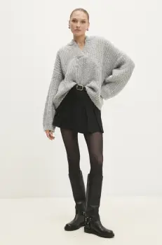 Answear Lab pulover de lana culoarea gri, calduros imagine