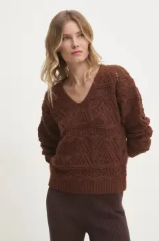 Answear Lab pulover de lana culoarea maro imagine