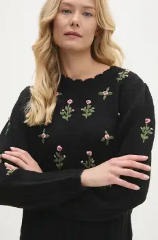 Answear Lab pulover de lana culoarea negru imagine