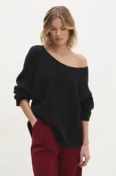 Answear Lab pulover de lana culoarea negru imagine