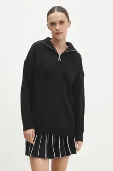 Answear Lab pulover de lana culoarea negru, light, cu guler imagine