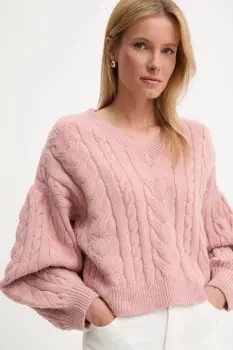 Answear.LAB pulover de lana culoarea roz, calduros imagine