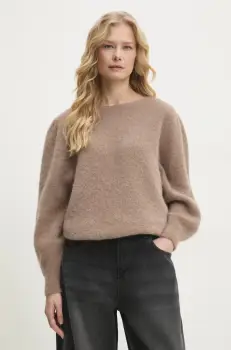 Answear Lab pulover de lana femei, culoarea bej imagine