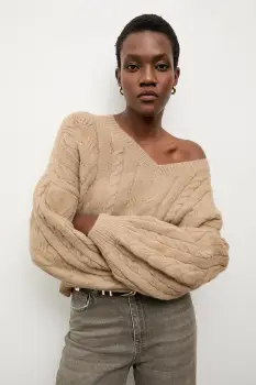 Answear.LAB pulover din amestec de lana culoarea maro imagine