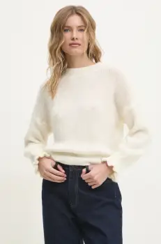 Answear Lab pulover din amestec de lana femei, culoarea alb imagine