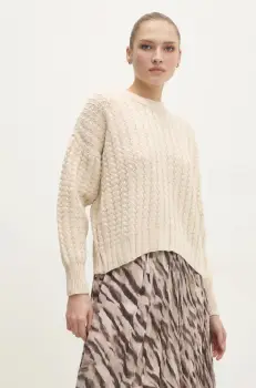 Answear Lab pulover din amestec de lana femei, culoarea bej imagine