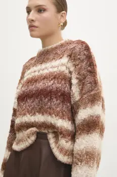 Answear Lab pulover din amestec de lana femei, culoarea maro, calduros imagine