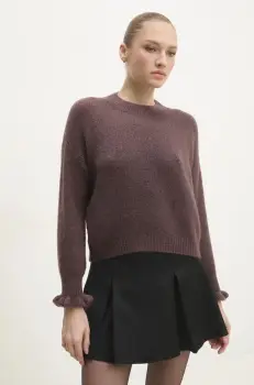 Answear Lab pulover din amestec de lana femei, culoarea maro imagine