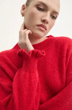 Answear Lab pulover din amestec de lana femei, culoarea rosu imagine