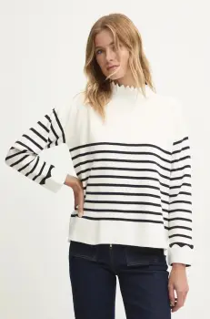 Answear Lab pulover femei, culoarea alb, light, cu guler imagine