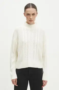 Answear Lab pulover femei, culoarea alb, light, cu turtleneck imagine