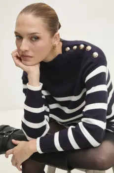 Answear Lab pulover femei, culoarea albastru marin imagine