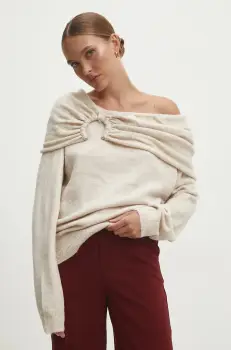 Answear Lab pulover femei, culoarea bej imagine