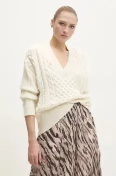 Answear Lab pulover femei, culoarea bej imagine