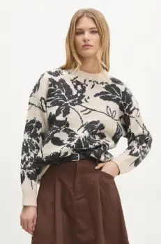 Answear Lab pulover femei, culoarea bej, calduros imagine